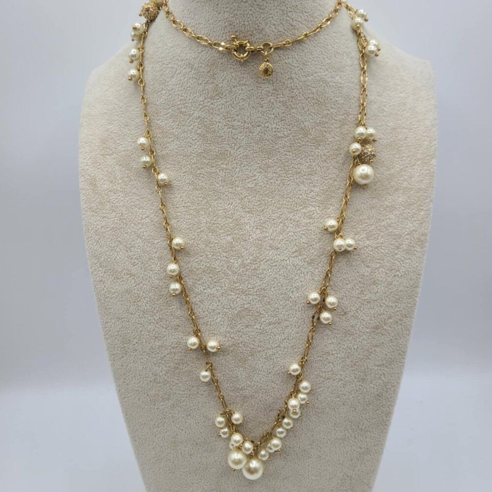 J. Crew Factory Gold Chain Necklace with Ivory Pearls